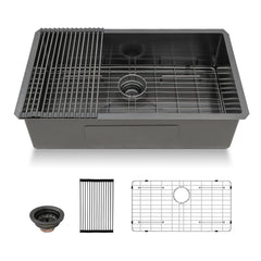 Lordear Stainless Steel Gunmetal Black Single Bowl Undermount Kitchen Sink  from Lordear