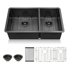 Lordear 33" Stainless Steel Double Bowl Gunmetal Black Kitchen Sink  from Lordear