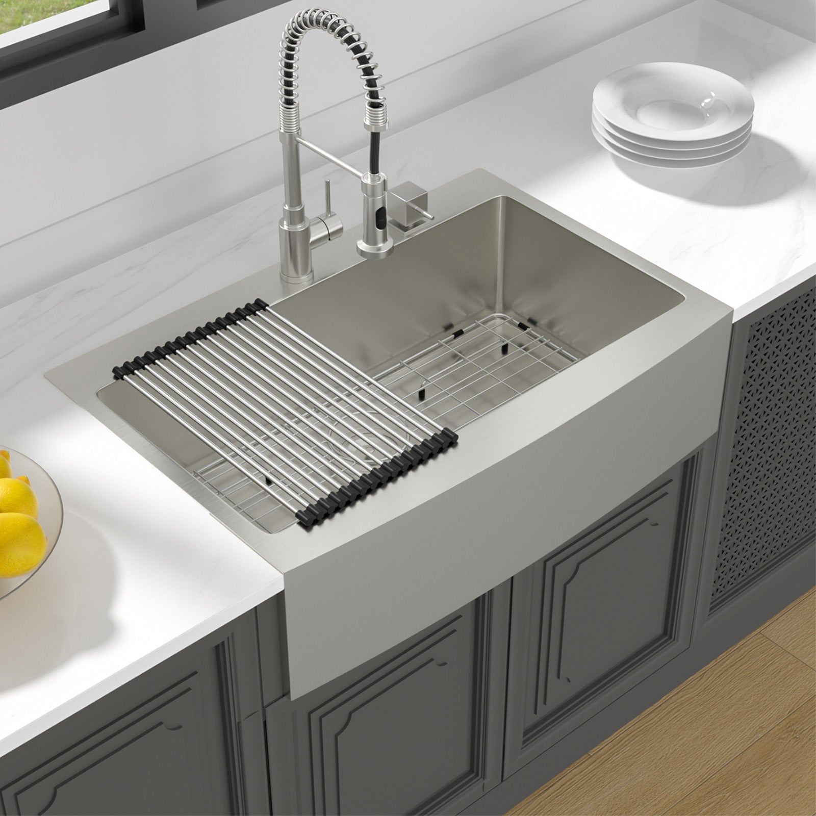 Lordear 33'' Stainless Steel Topmount Single Bowl Apron Front Farmhouse Kitchen Sink from Lordear