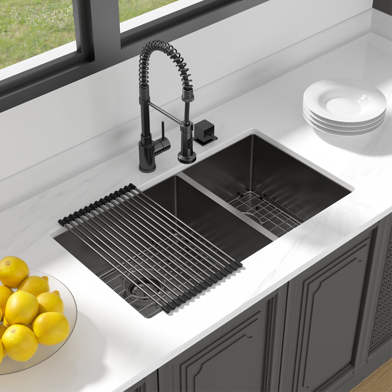 Lordear 33" Stainless Steel Double Bowl Gunmetal Black Kitchen Sink  from Lordear