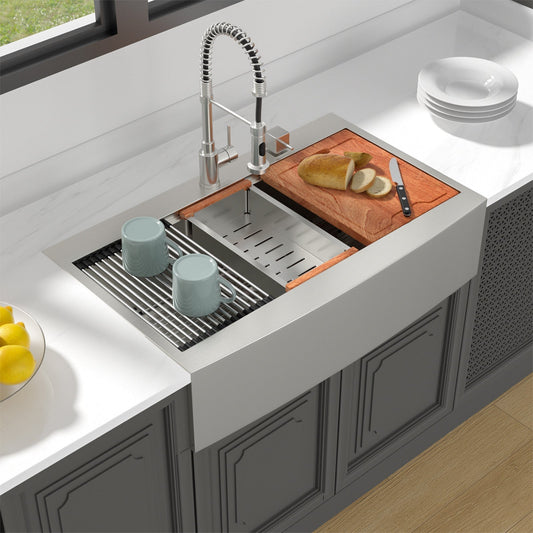 Lordear 33" Stainless Steel Topmount Single Bowl Farmhouse Workstation Kitchen Sink  from Lordear