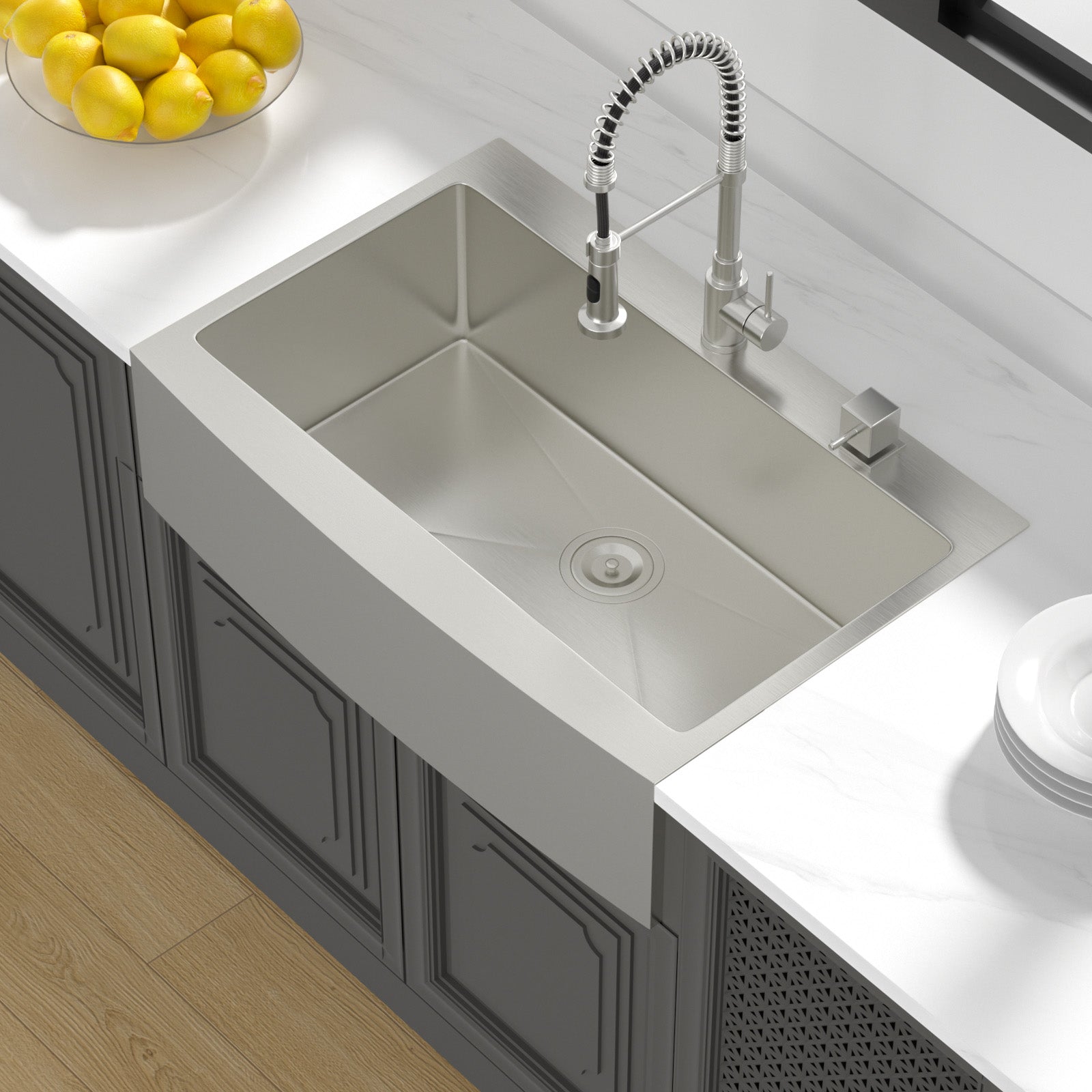 Lordear 33'' Stainless Steel Topmount Single Bowl Apron Front Farmhouse Kitchen Sink from Lordear