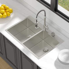 Lordear 33" Stainless Steel Drop-in Double Bowl Kitchen Sink from Lordear