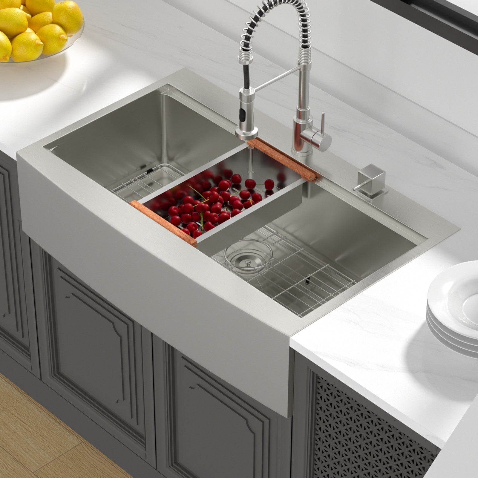 Lordear 33" Stainless Steel Topmount Single Bowl Farmhouse Workstation Kitchen Sink from Lordear