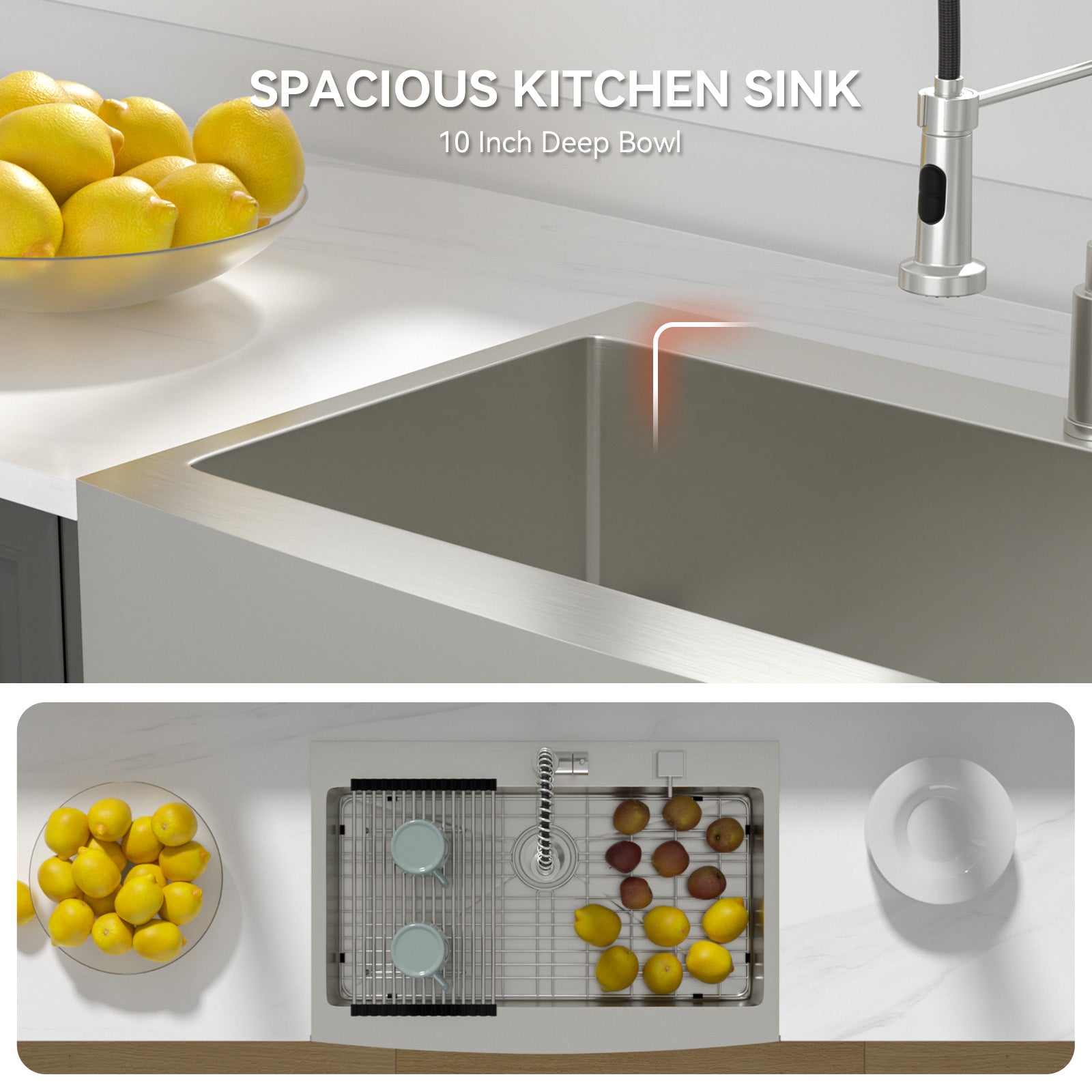 Lordear 33'' Stainless Steel Topmount Single Bowl Apron Front Farmhouse Kitchen Sink from Lordear