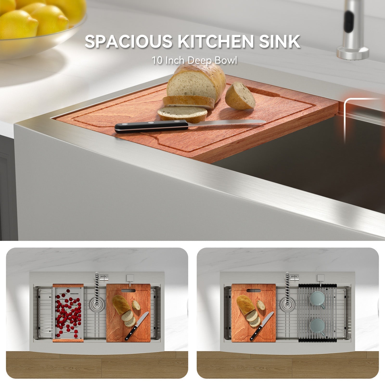 Lordear 33" Stainless Steel Topmount Single Bowl Farmhouse Workstation Kitchen Sink from Lordear