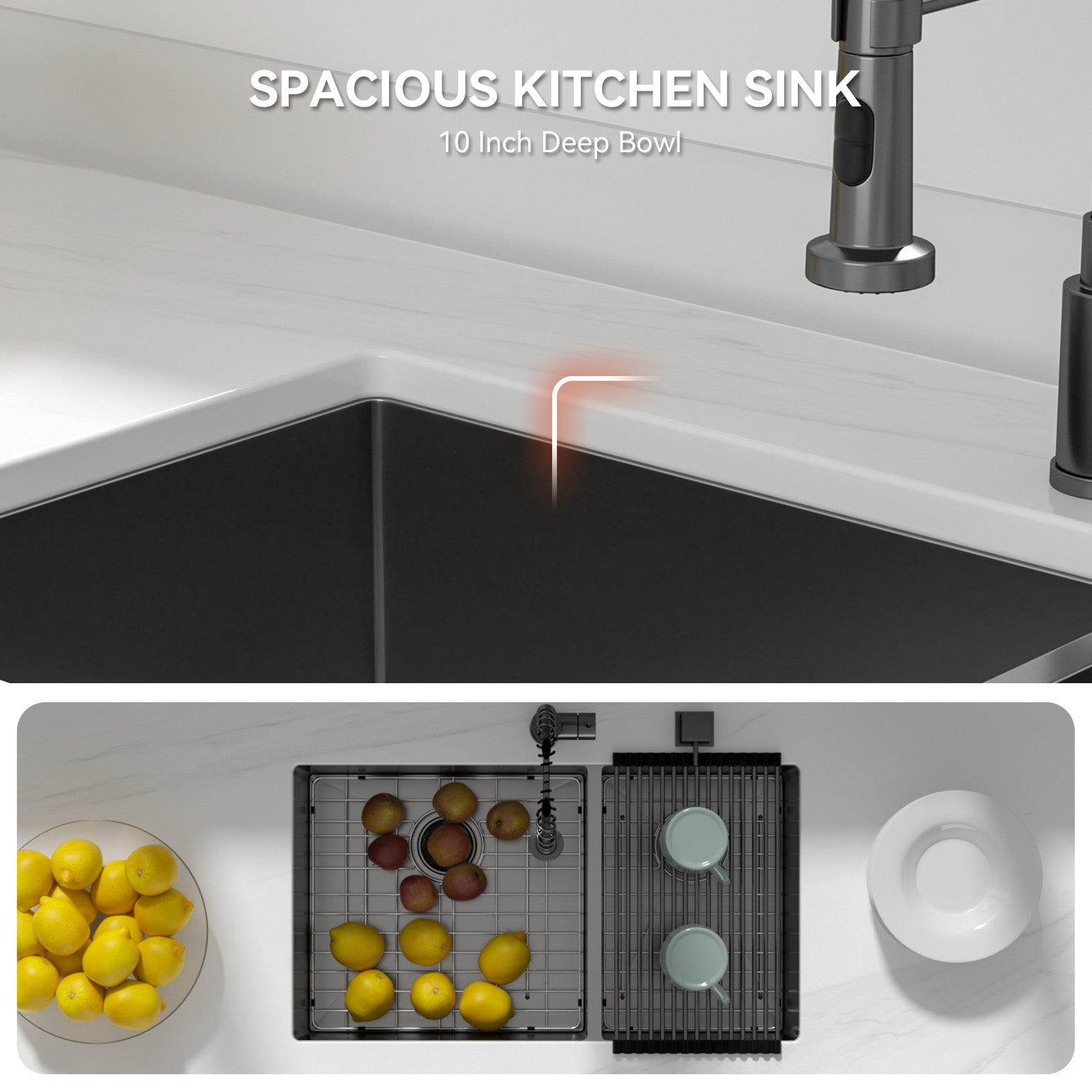 Lordear 33" Stainless Steel Double Bowl Gunmetal Black Kitchen Sink  from Lordear