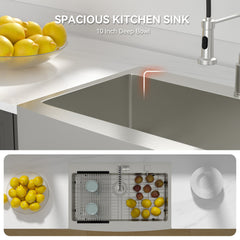 Lordear 33'' Stainless Steel Topmount Single Bowl Apron Front Farmhouse Kitchen Sink from Lordear