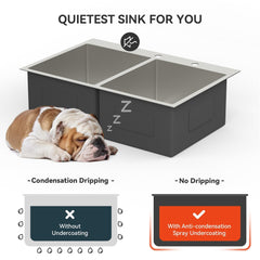 Lordear 33" Stainless Steel Drop-in Double Bowl Kitchen Sink from Lordear