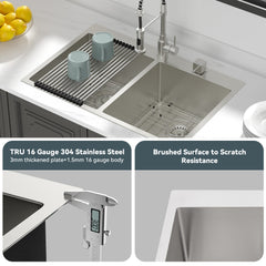 Lordear 33" Stainless Steel Drop-in Double Bowl Kitchen Sink from Lordear