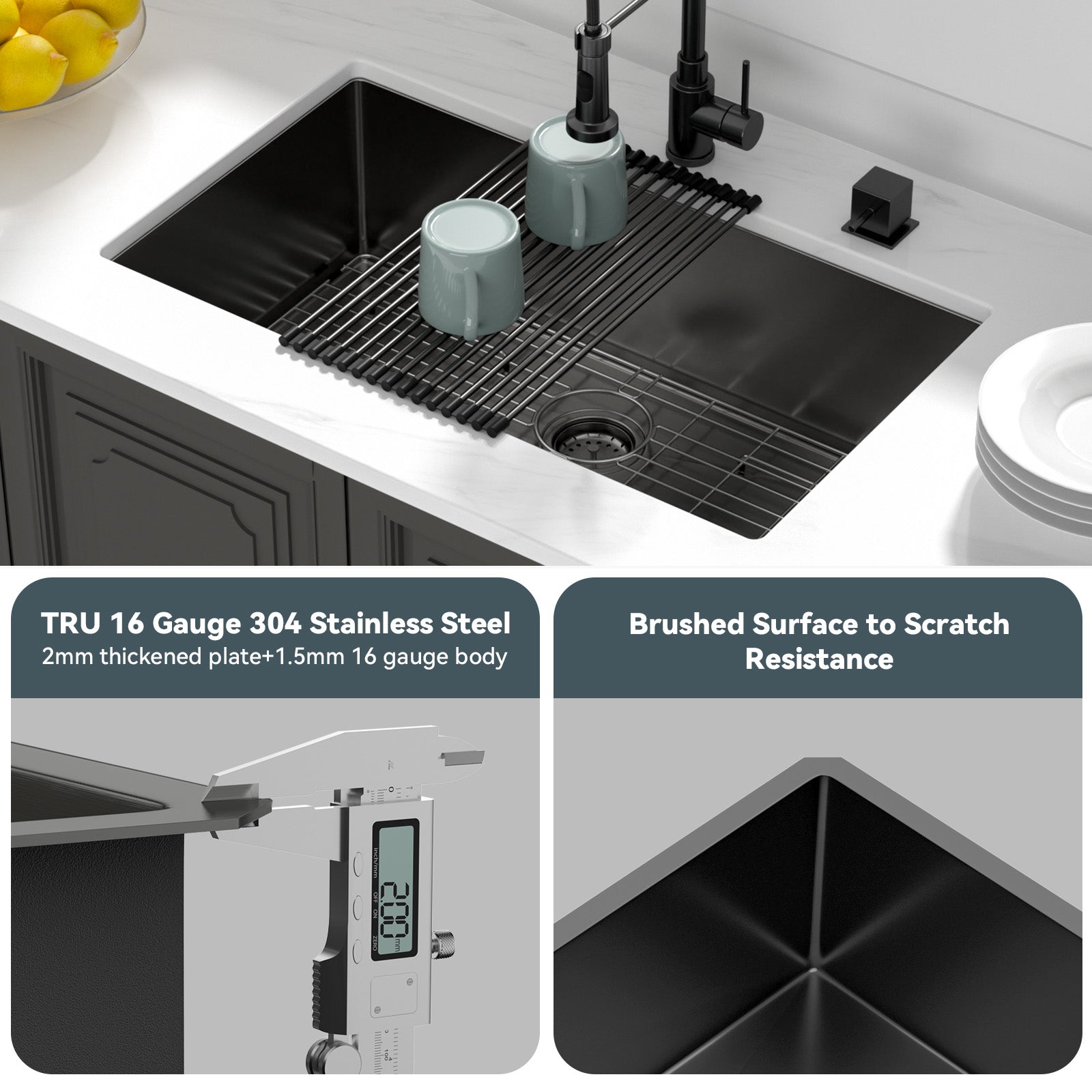 Lordear Stainless Steel Gunmetal Black Single Bowl Undermount Kitchen Sink  from Lordear