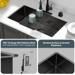 Lordear Stainless Steel Gunmetal Black Single Bowl Undermount Kitchen Sink  from Lordear