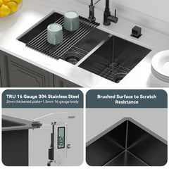 Lordear 33" Stainless Steel Double Bowl Gunmetal Black Kitchen Sink  from Lordear