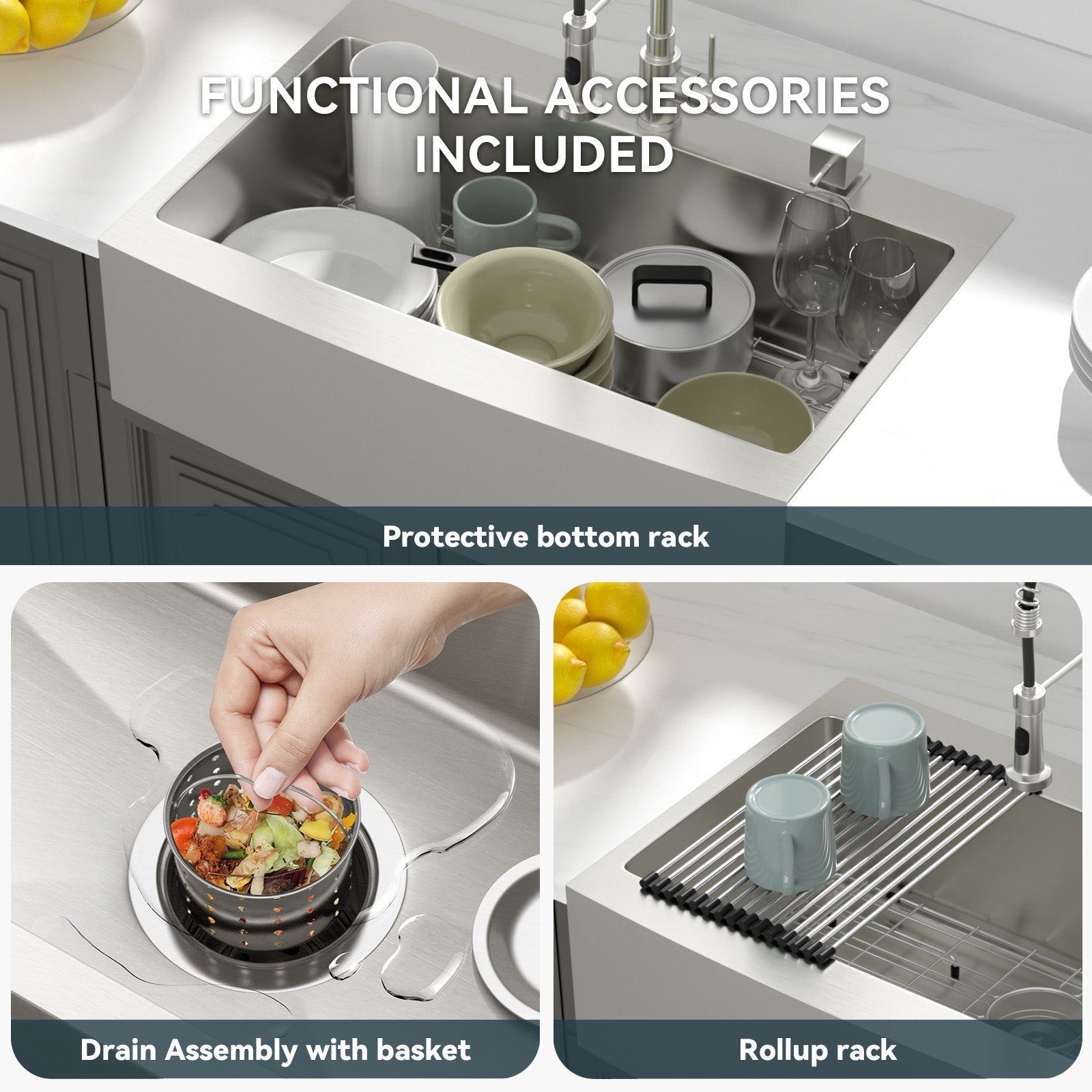 Lordear 33'' Stainless Steel Topmount Single Bowl Apron Front Farmhouse Kitchen Sink from Lordear