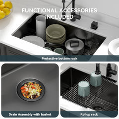 Lordear Stainless Steel Gunmetal Black Single Bowl Undermount Kitchen Sink  from Lordear