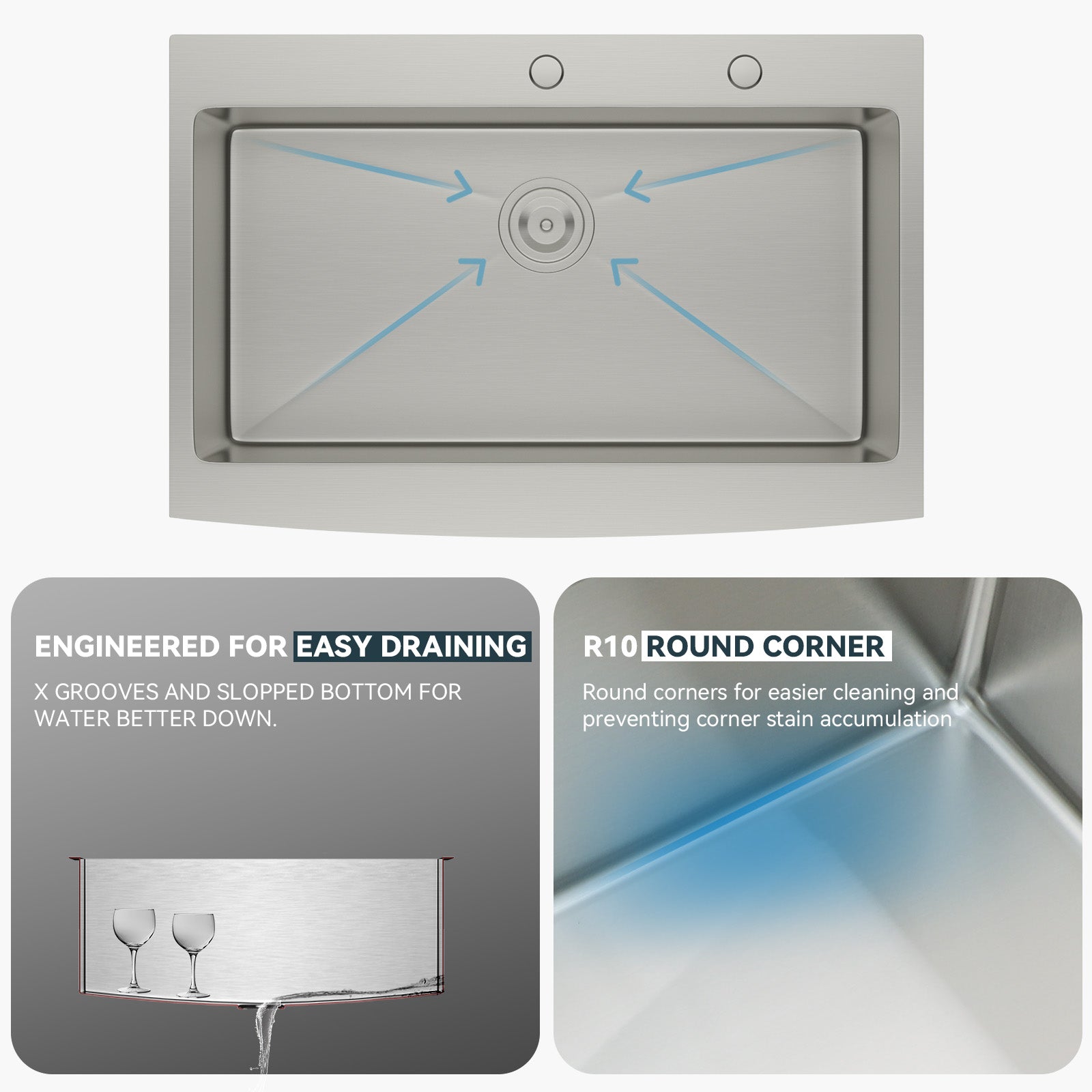 Lordear 33'' Stainless Steel Topmount Single Bowl Apron Front Farmhouse Kitchen Sink from Lordear