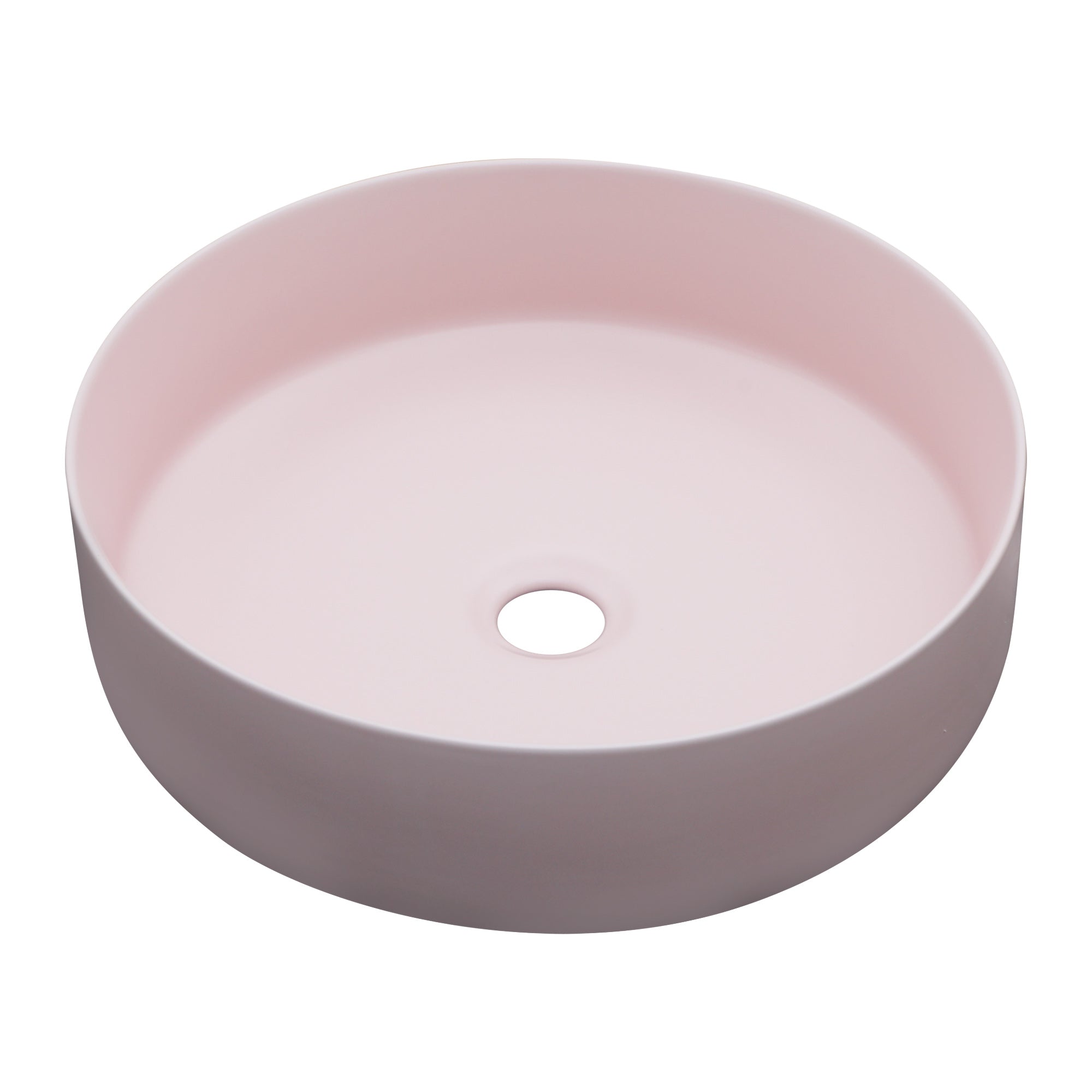 16in L x 16in W Vessel Round Bathroom Sink Modern Above Counter Bathroom Sink Ceramic Art Basin-Pink from Lordear