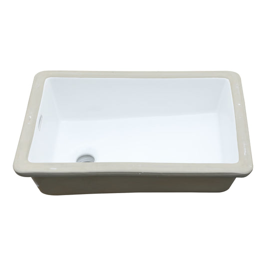 Lordear 13.75'' x 20.25'' White Ceramic Rectangle Undermount Bathroom Sink with Overflow  from Lordear