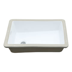 Lordear 13.75'' x 20.25'' White Ceramic Rectangle Undermount Bathroom Sink with Overflow from Lordear