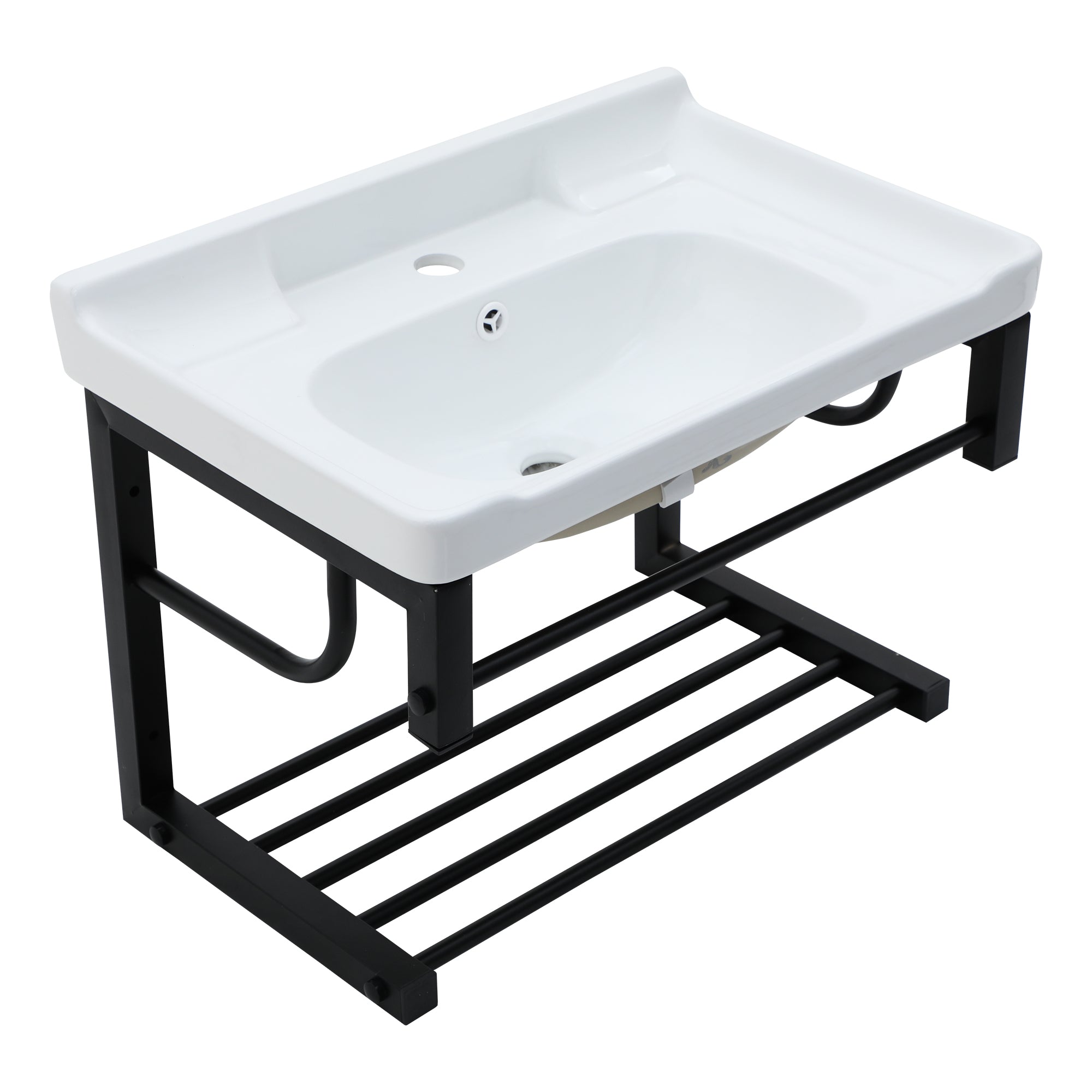 Lordear 23.75'' x 15.75'' White Ceramic Wall Mounted Bathroom Sink with Towel Rack  from Lordear