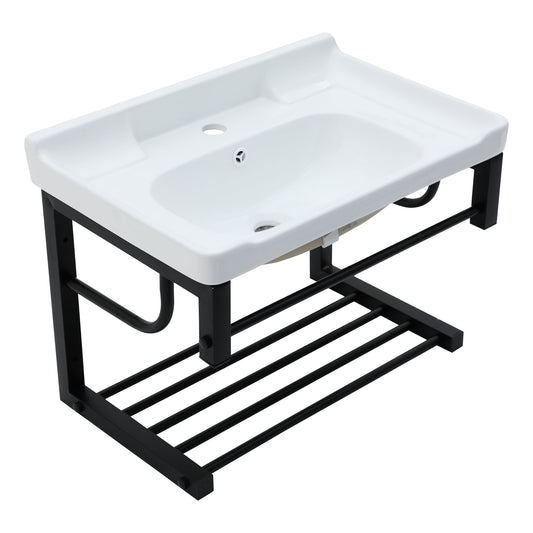 Lordear 23.75'' x 15.75'' White Ceramic Wall Mounted Bathroom Sink with Towel Rack  from Lordear