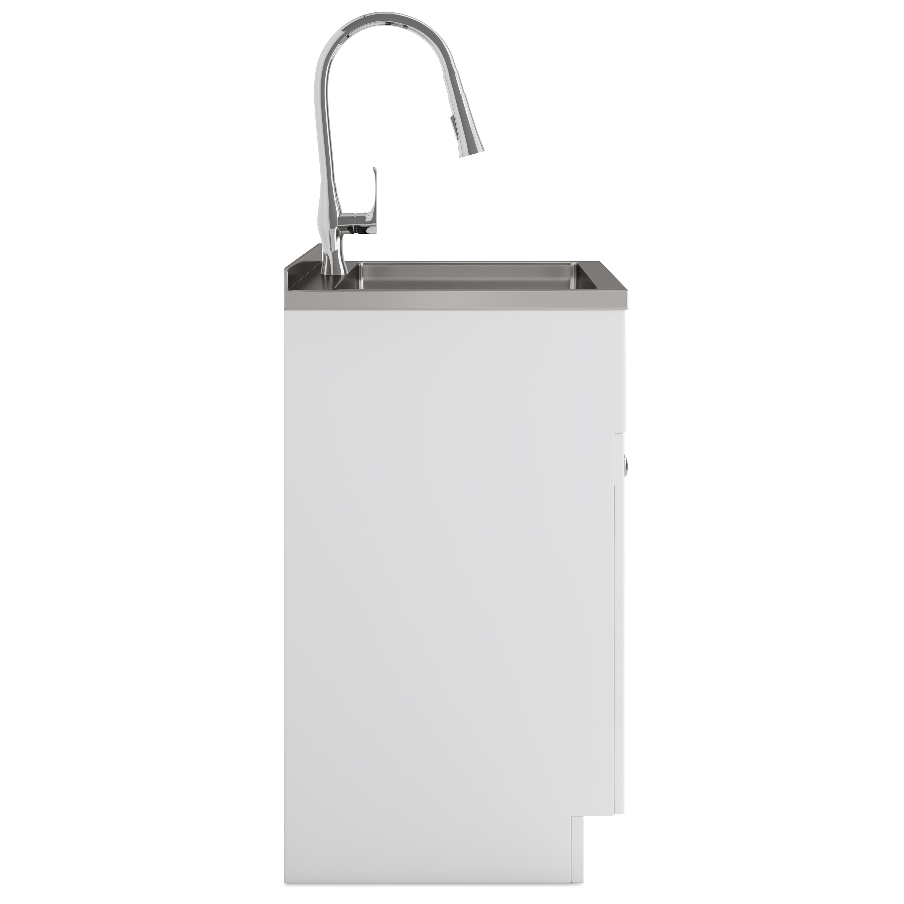 28in Stainless Steel White Laundry Cabinet with Faucet and Sink from Lordear