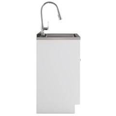 28in Stainless Steel White Laundry Cabinet with Faucet and Sink from Lordear