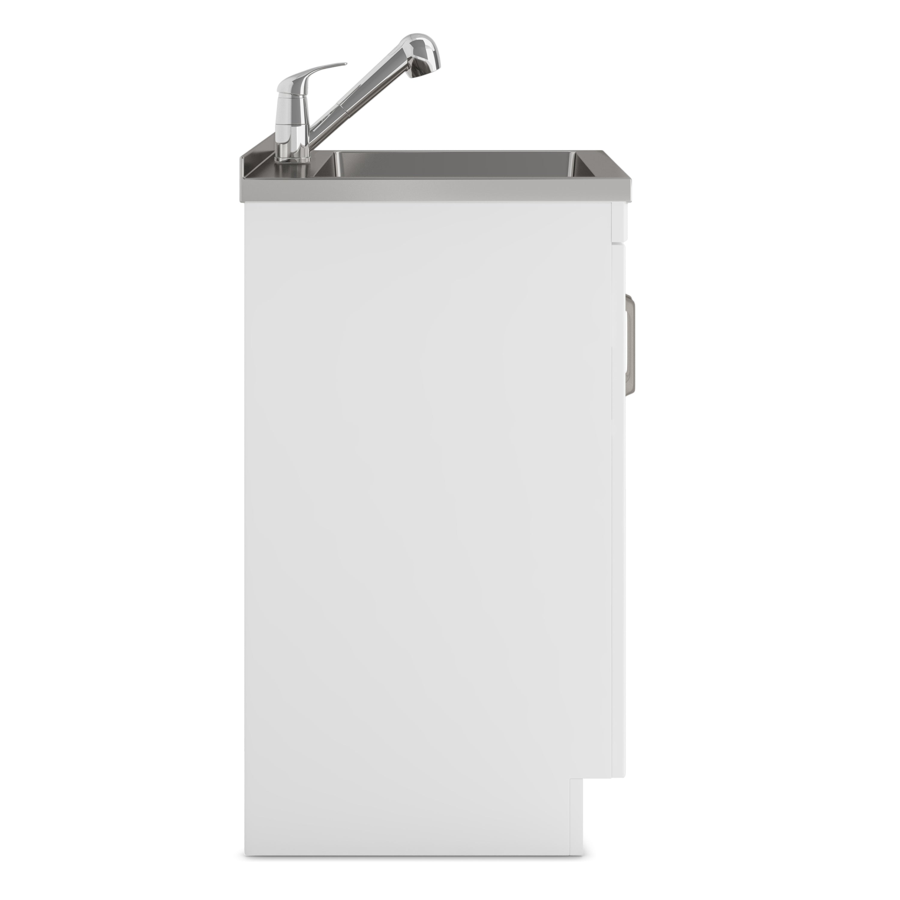 24" Laundry Cabinet with Faucet and Stainless Steel Sink - White from Lordear