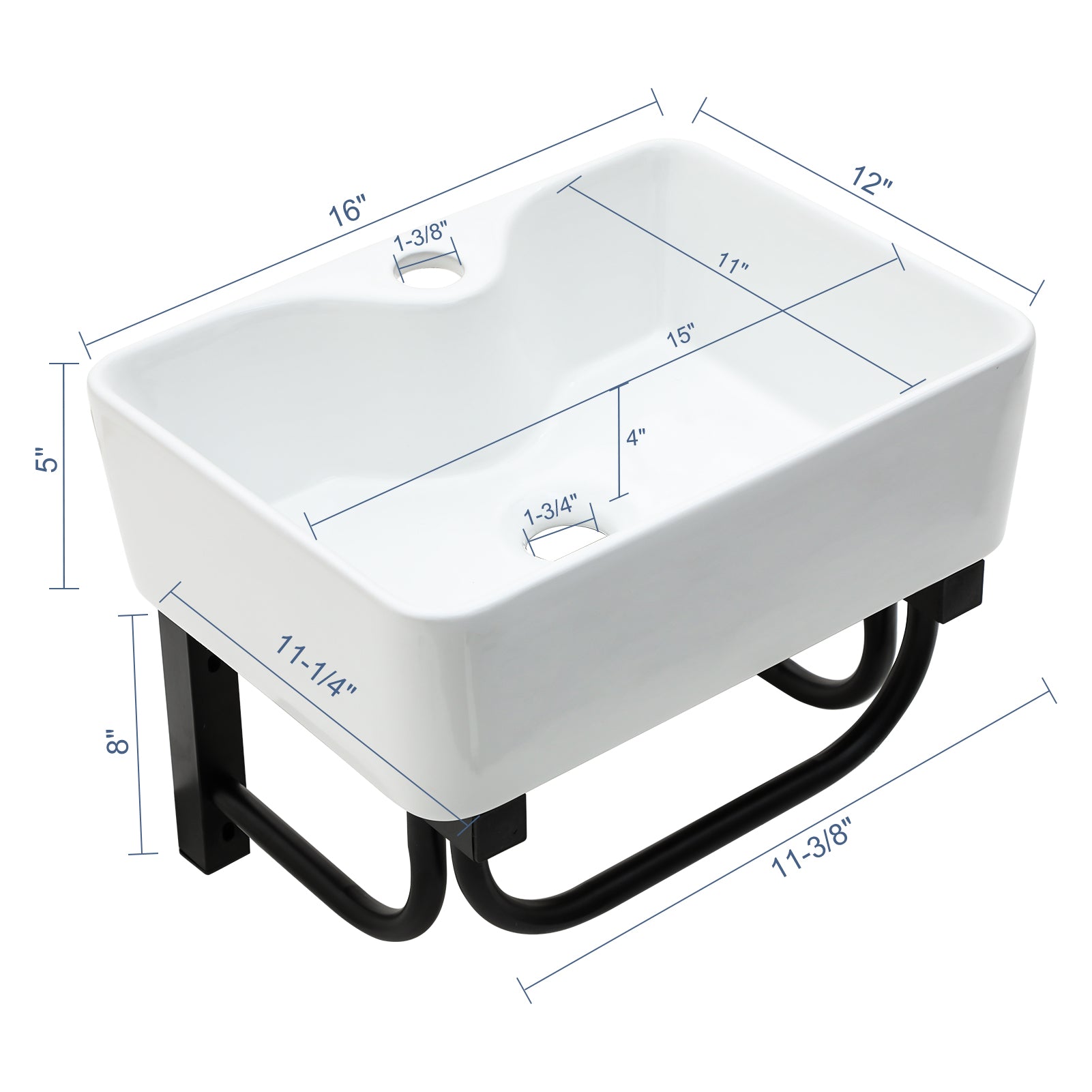 Lordear 16'' x 12'' White Ceramic Wall Mounted Bathroom Sink with Towel Rack from Lordear