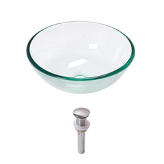 Lordear 14'' x 14'' Clear Tempered Glass Vessel Bathroom Sink with Pop-up Drain from Lordear