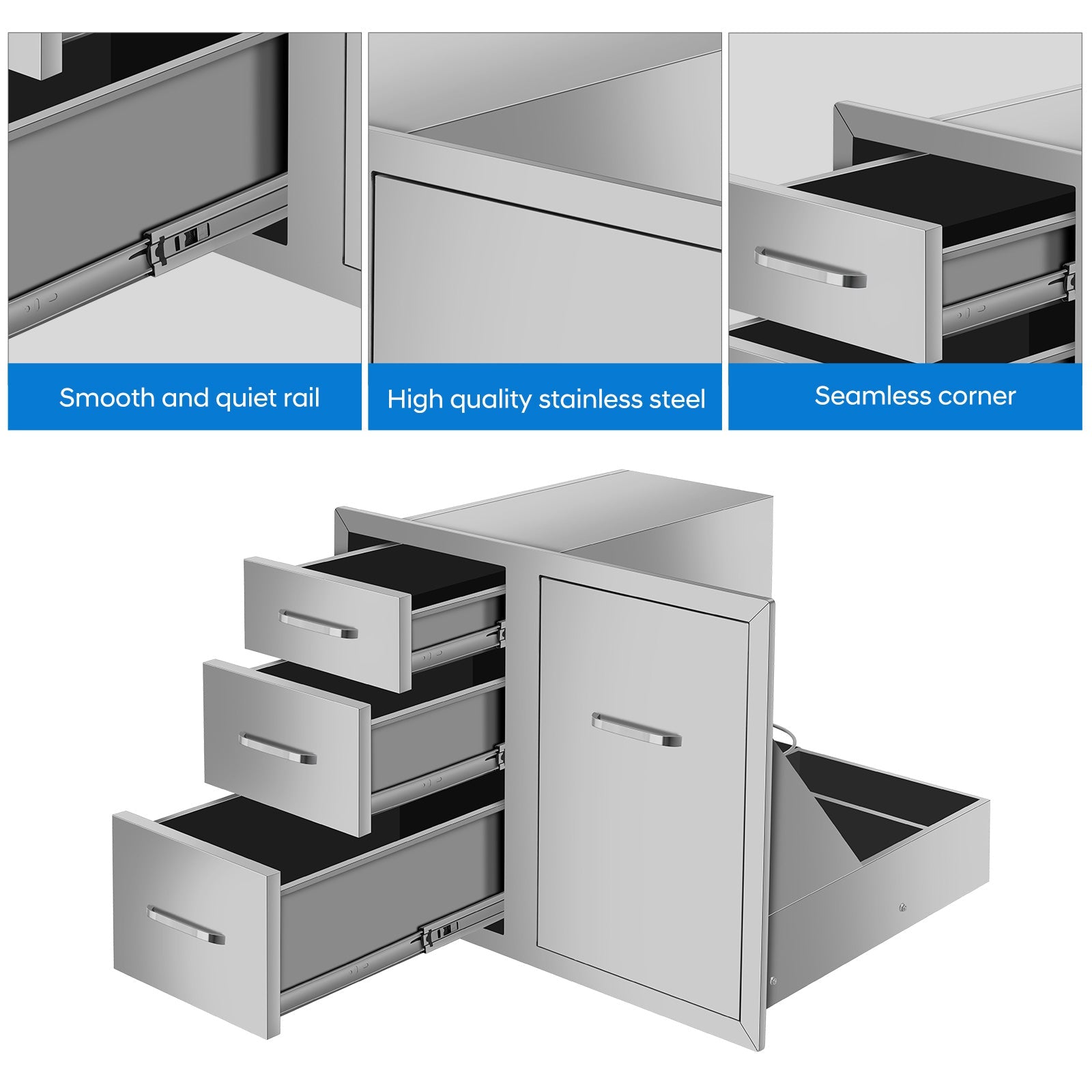 Drawer cabinets for outdoor kitchens or courtyards with trash can holder from Lordear