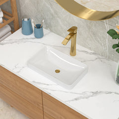 Lordear 19'' x 12'' White Ceramic Semi Recessed Rectangular Bathroom Sink Bathroom Sink from Lordear