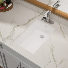 Lordear 13.75'' x 20.25'' White Ceramic Rectangle Undermount Bathroom Sink with Overflow from Lordear