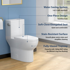 Lordear White Ceramic Elongated Floor One Piece Bidet Toilet