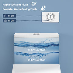 Lordear 1.6 Gallons GPF Elongated Comfort Height Floor Mounted One-Piece Toilet (Seat Included)