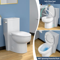 Lordear 1.6 Gallons GPF Elongated Comfort Height Floor Mounted One-Piece Toilet (Seat Included)