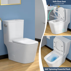 Lordear White Ceramic Elongated Floor One Piece Toilet with Comfortable Seat