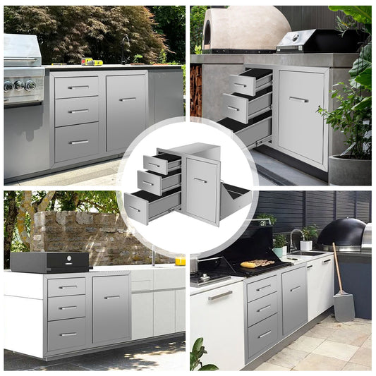 Drawer cabinets for outdoor kitchens or courtyards with trash can holder  from Lordear