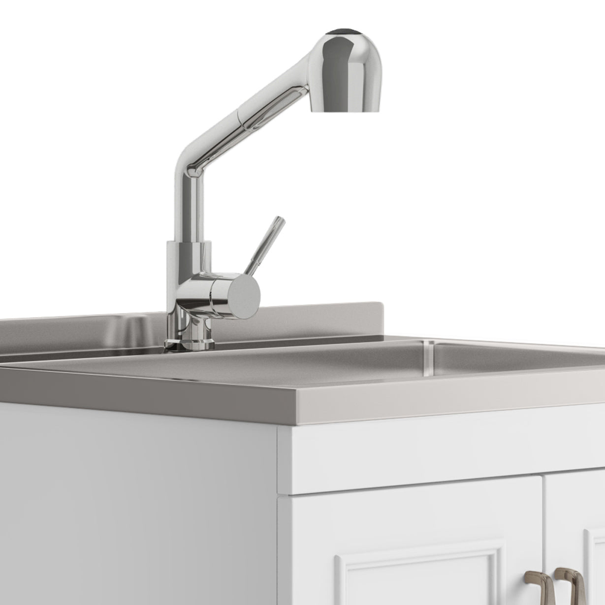 24-inch All-in-One Laundry Utility Sink & Cabinet in Pure White with Faucet from Lordear