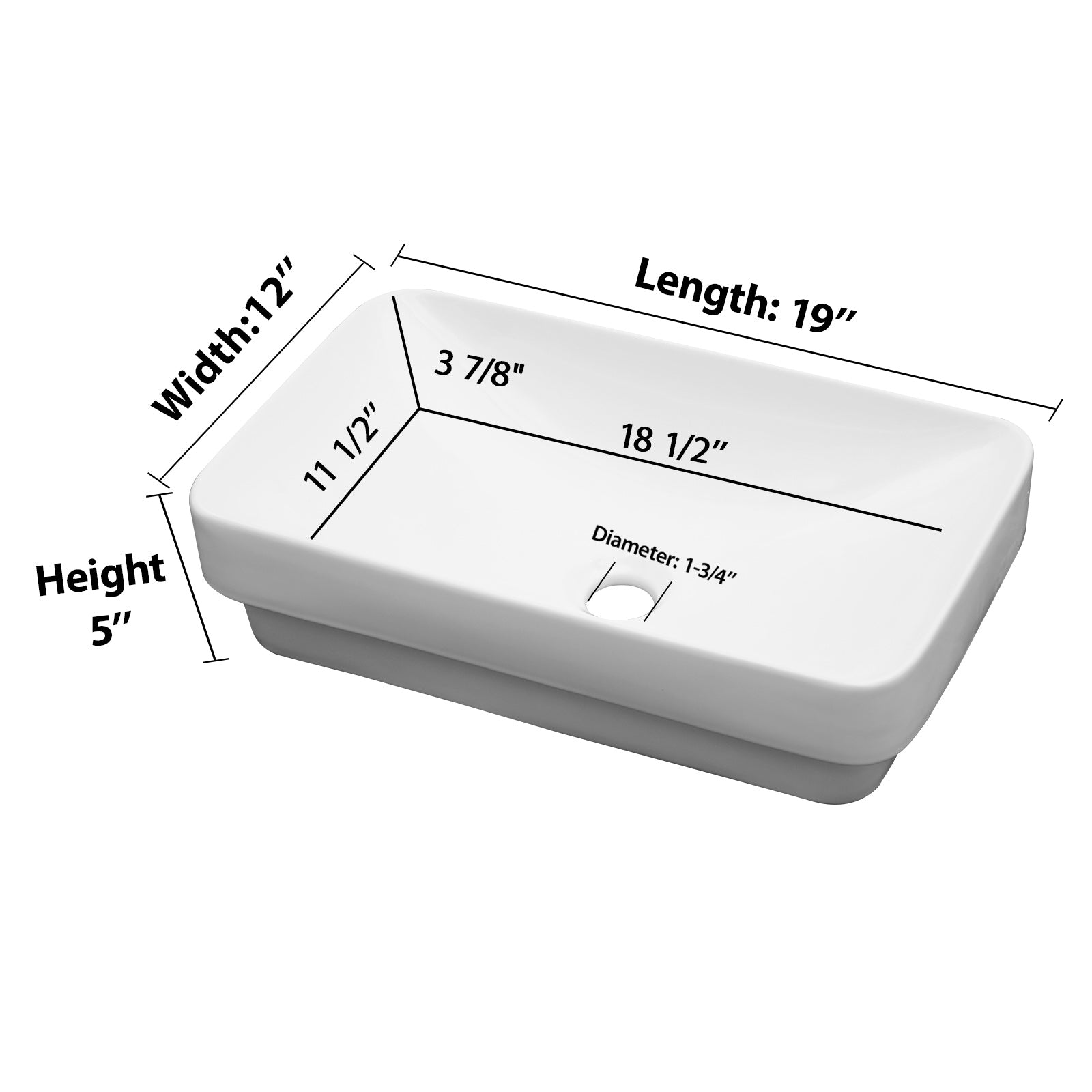 Lordear 19'' x 12'' White Ceramic Semi Recessed Rectangular Bathroom Sink Bathroom Sink from Lordear