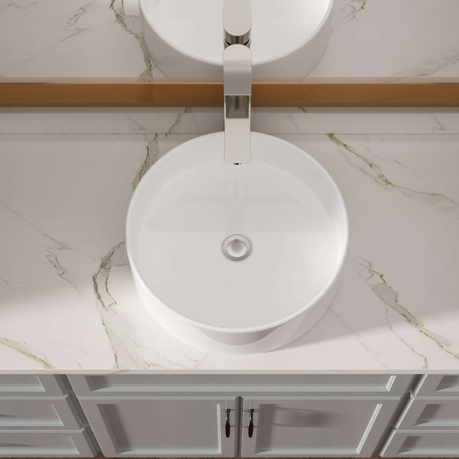 Lordear 16'' x 16'' Ceramic Topmount Round Vessel Bathroom Sink from Lordear