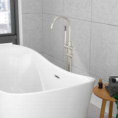 Lordear Freestanding Bathtub Faucet Floor Mount High Flow Tub Filler with Swivel Gooseneck Spout and Handheld Shower from Lordear