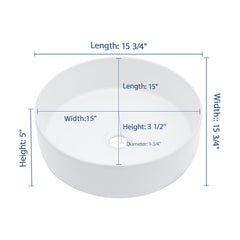 Lordear 16'' x 16'' Ceramic Topmount Round Vessel Bathroom Sink from Lordear