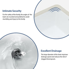 Lordear 13.75'' x 20.25'' White Ceramic Rectangle Undermount Bathroom Sink with Overflow from Lordear