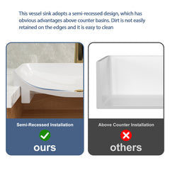 Lordear 19'' x 12'' White Ceramic Semi Recessed Rectangular Bathroom Sink Bathroom Sink from Lordear