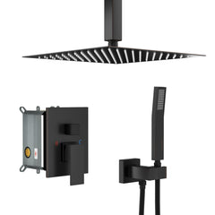 Lordear 10 Inch Ceiling Mounted Shower Faucet Set with High Pressure Shower Head and Handheld in Oil Rubbed Bronze Finish from Lordear