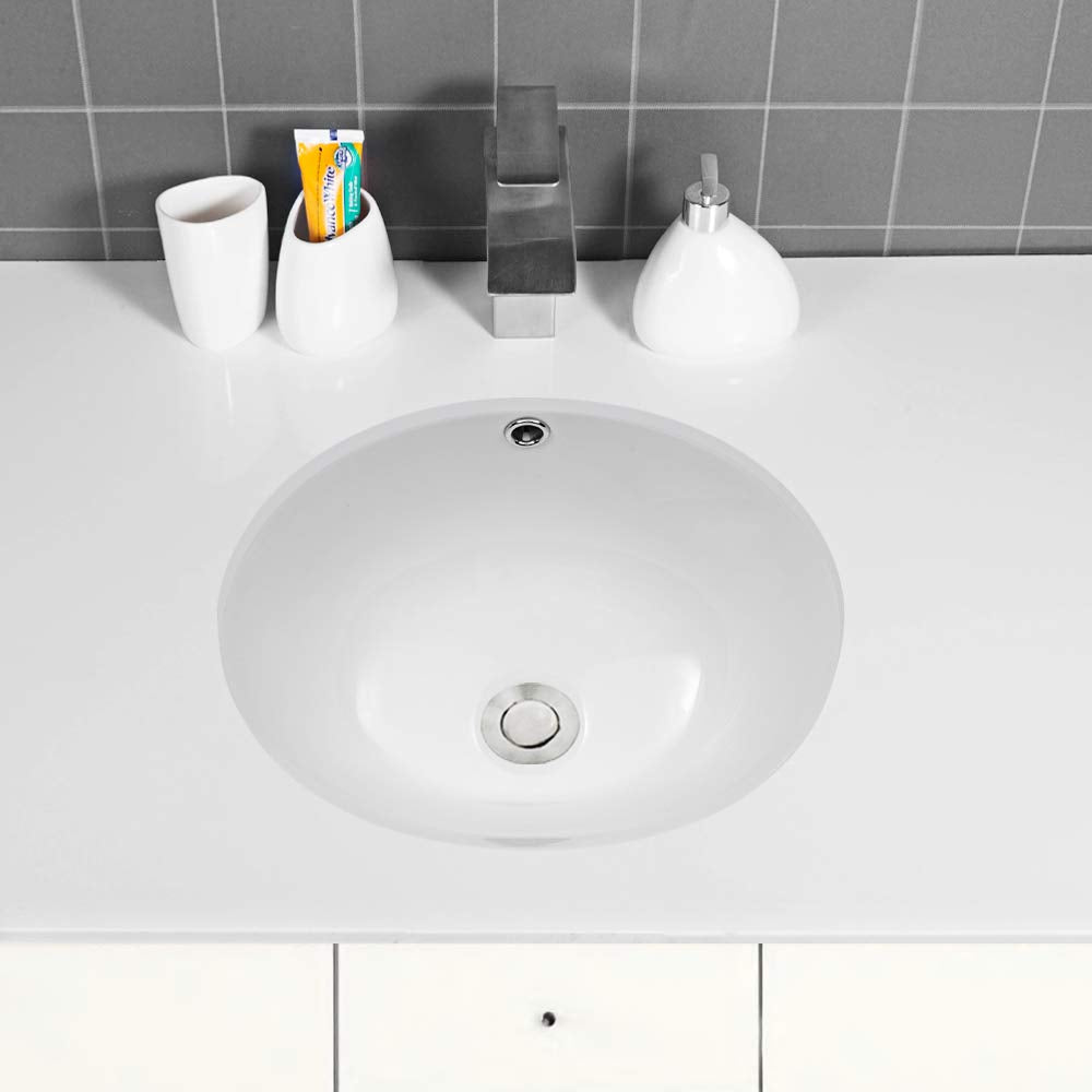 Lordear 16 Inch Undermount Oval Sink - Pure White Porcelain Ceramic Lavatory Vanity from Lordear