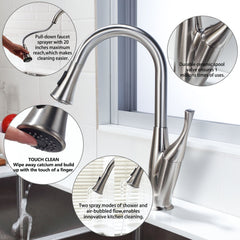 Lordear Stainless Steel Flower Vase Shape Pull-Down Kitchen Faucet from Lordear