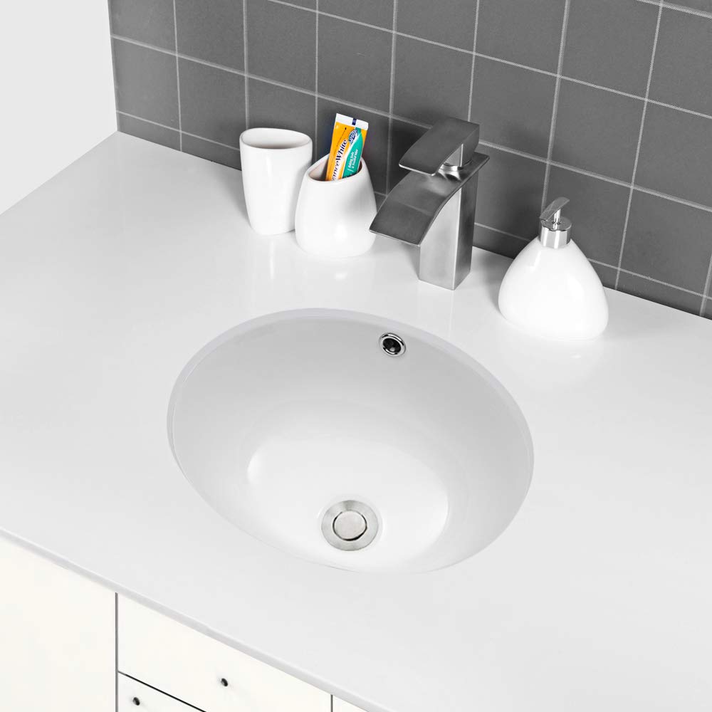 Lordear 16 Inch Undermount Oval Sink - Pure White Porcelain Ceramic Lavatory Vanity from Lordear
