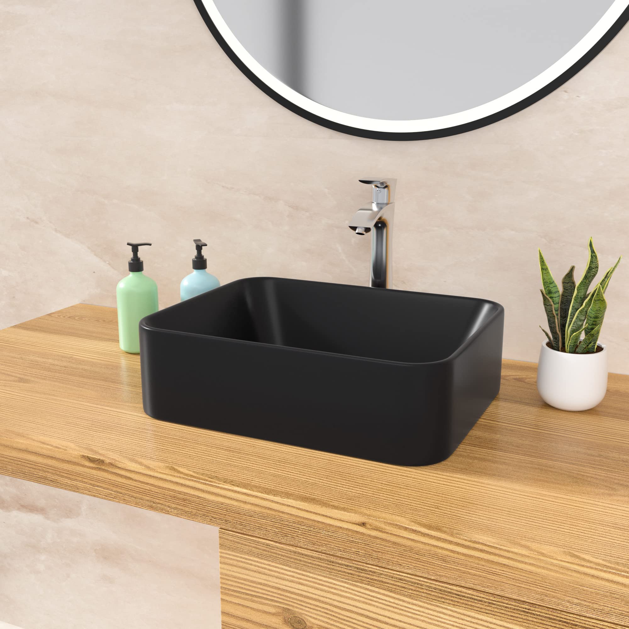 Lordear 16" x 12" Ceramic Rectangular Drop-in Vessel Bathroom Sink from Lordear